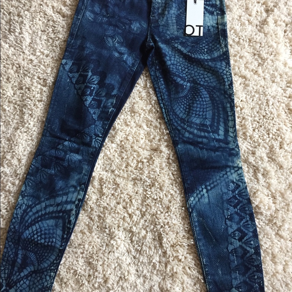 MOTHER Blue Looker Printed Skinny Jeans 25 NWT
